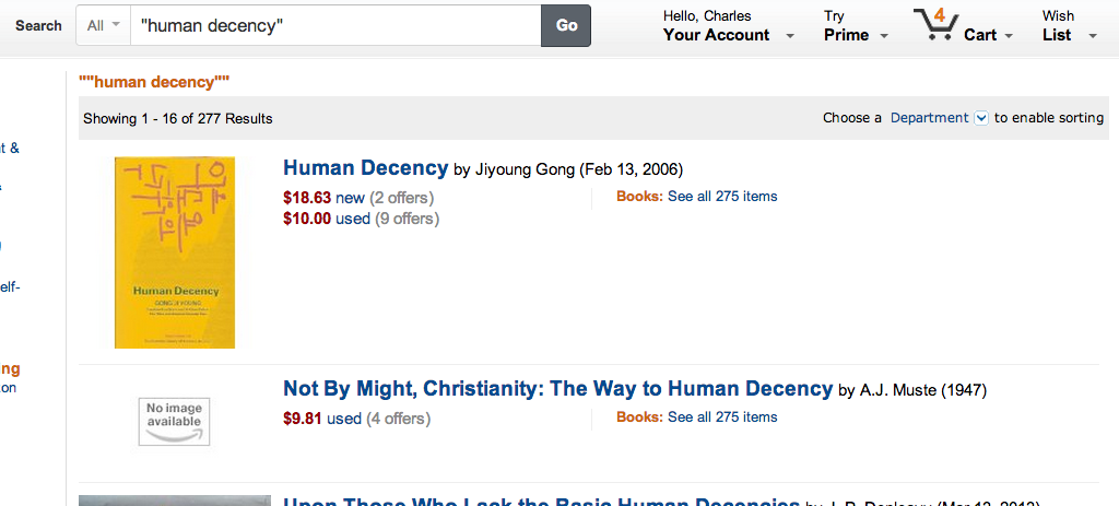 Human Decency Amazon Search